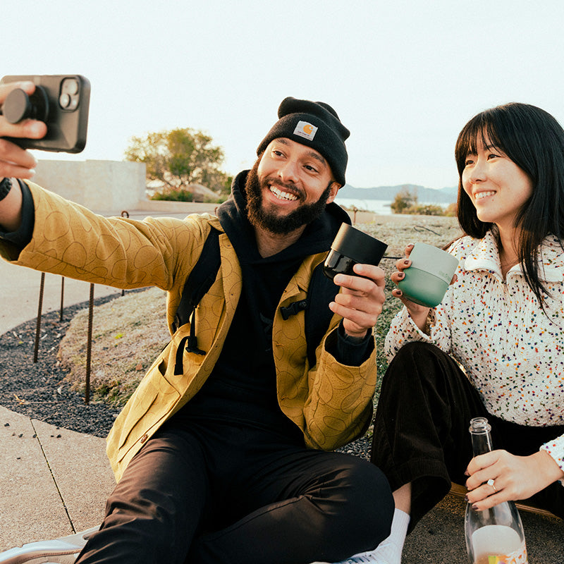 8oz-rise-lowball-tumbler-e8 8oz_rise_lowball_black_iceberg_couple_selfie_city_square.jpg
